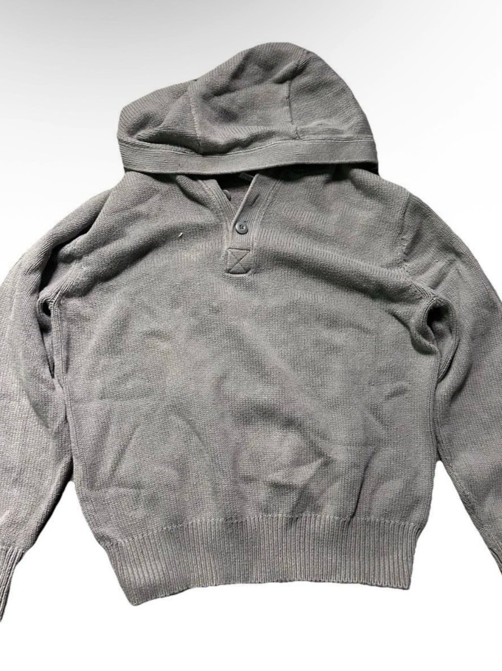 Men’s Grey Knit Hoodie 1/4 Button Down Size Medium